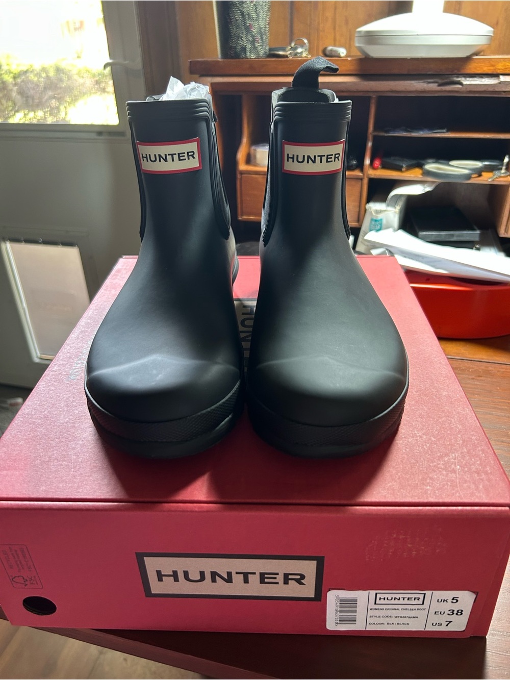 Hunter Short Chelsea Rain Boots in Black with Logo Trim